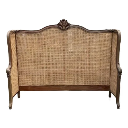 French Regency King Cane Headboard – Rustic Mahogany Wraparound