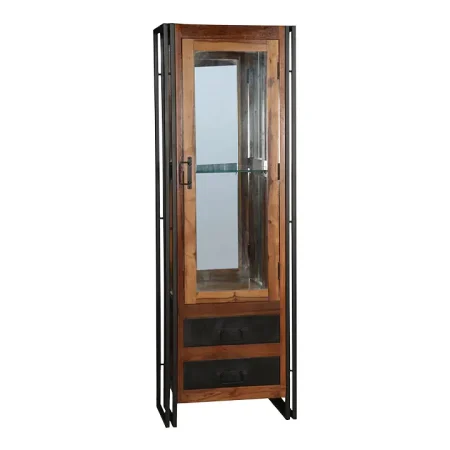 Industrial Chic Glass Display Bookcase