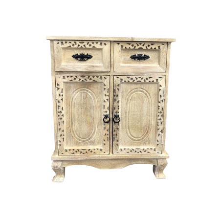 French Country Narrow 2-Door 2-Drawer Accent Cabinet
