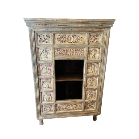 Rustic Carved Cubby Bookcase