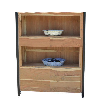 Acacia Wood Open Shelf Bookcase