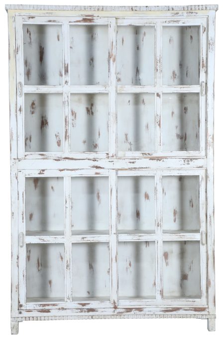 8' Tin Frame Farmhouse Sliding Glass Door Pantry Cupboard