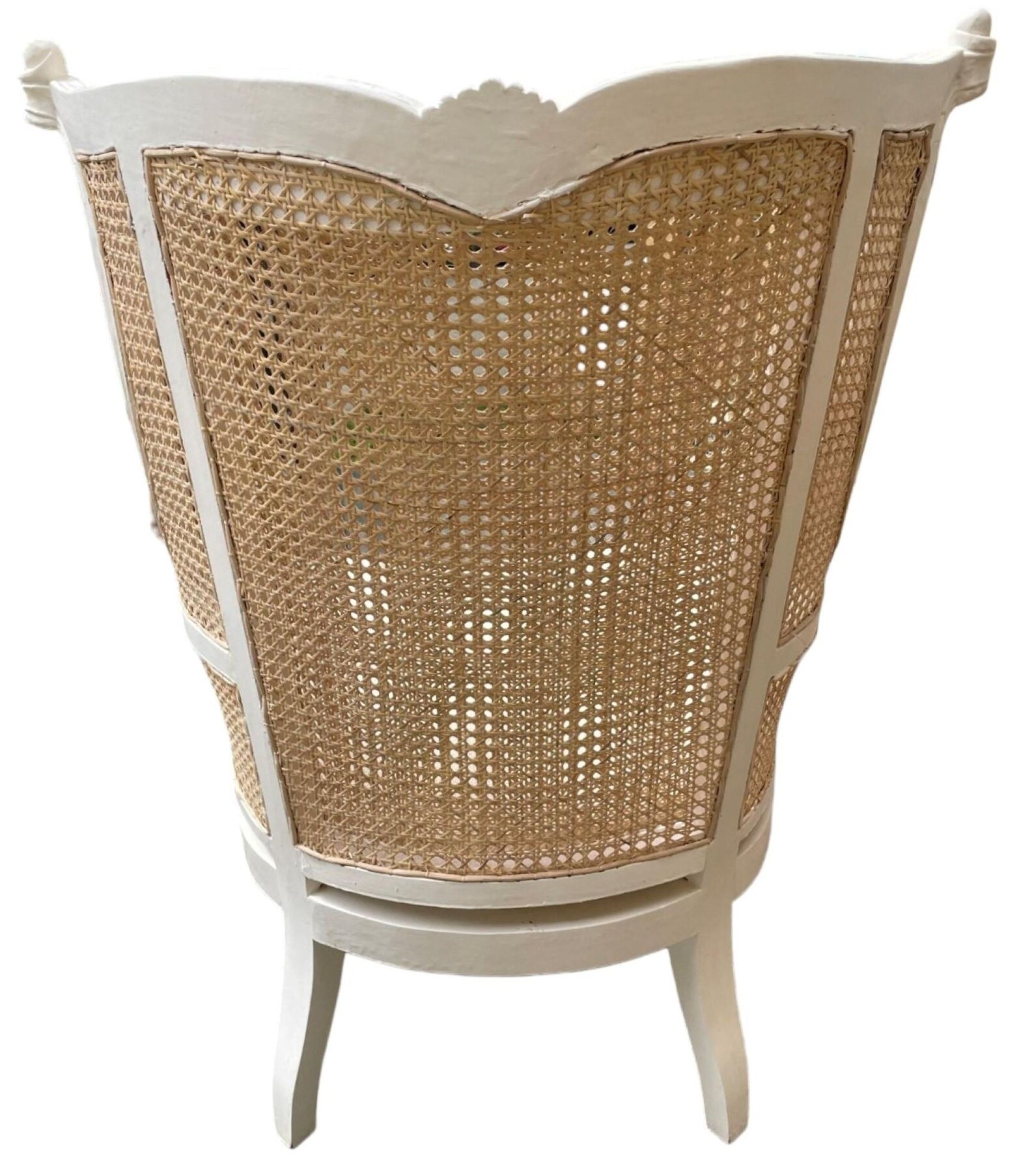 French Provincial White Cane Wingback Chair - Image 6