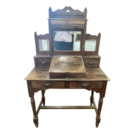 Reclaimed Wood Mirrored Vanity Desk