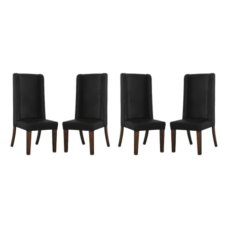 Set of 4 Black Leather High Back Dining Chairs