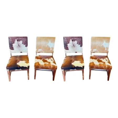 Set of 4 Southwestern Leather Dining Chairs