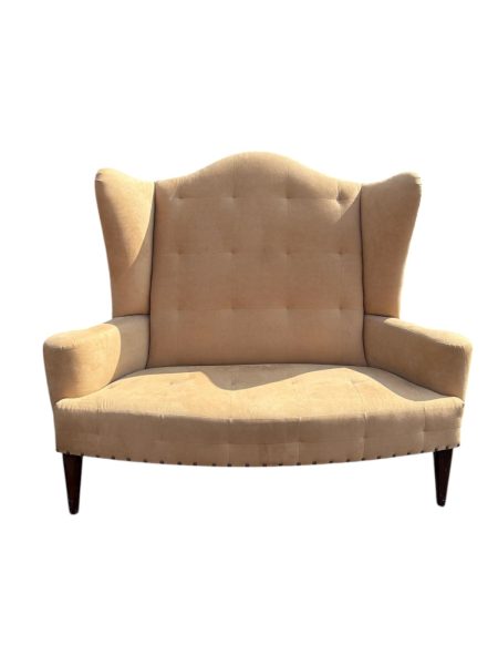 Lewis Mittman Tan Suede Love Seat