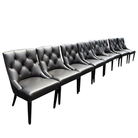 Set of 8 Swaim Grey Leather Dining Chairs