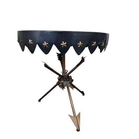 Antique Round Neoclassical Crossed Arrow Side Table