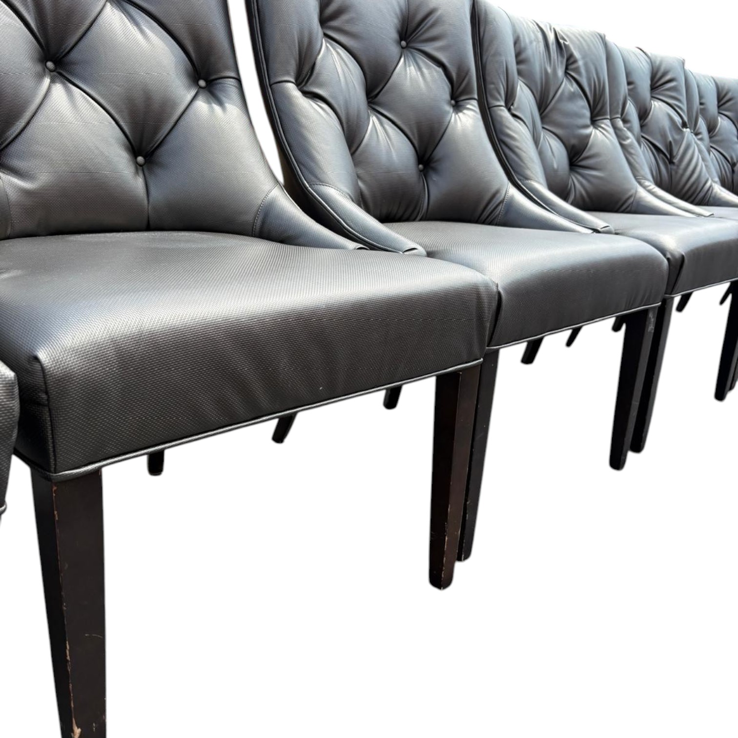 Set of 8 Swaim Grey Leather Dining Chairs - Image 4