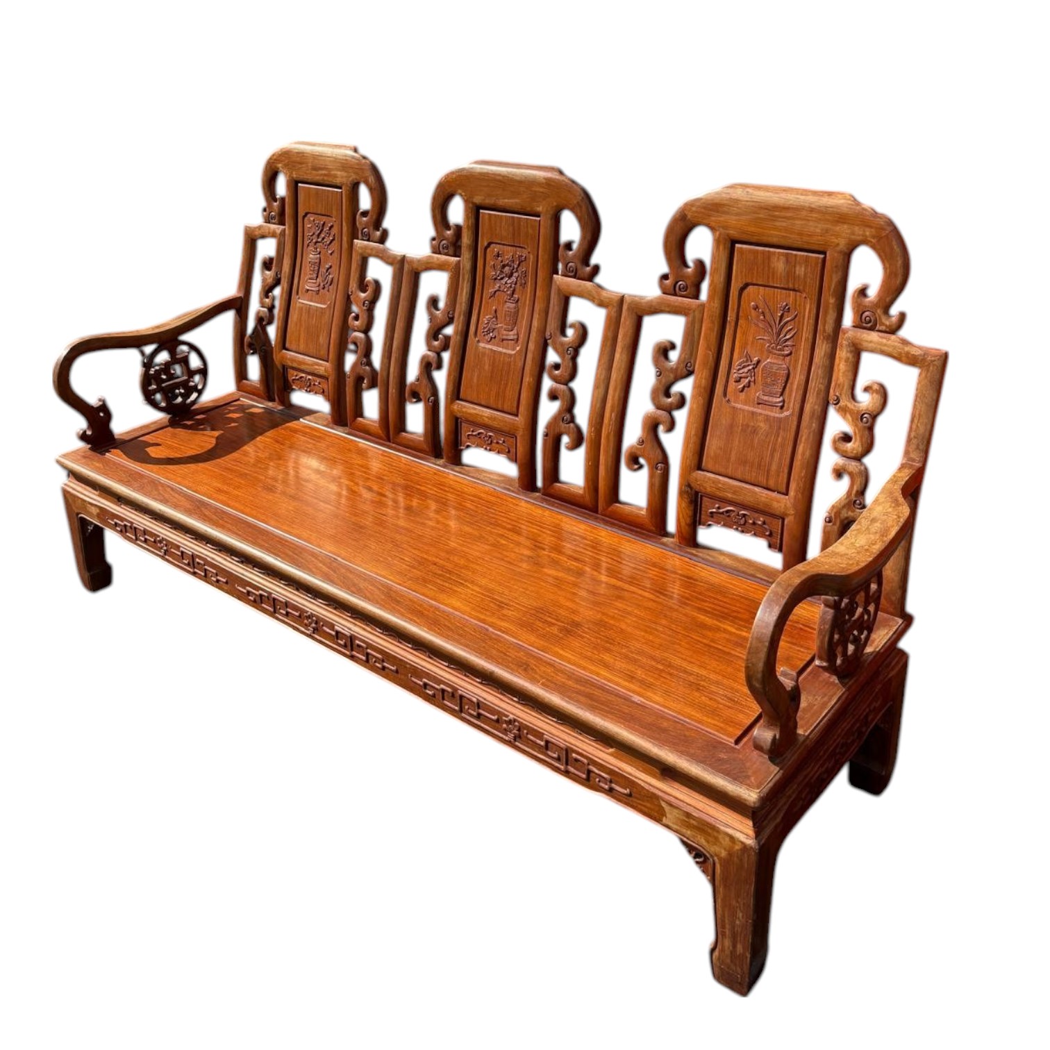 Asian Teak & Rosewood Antique Sofa Bench - Image 2