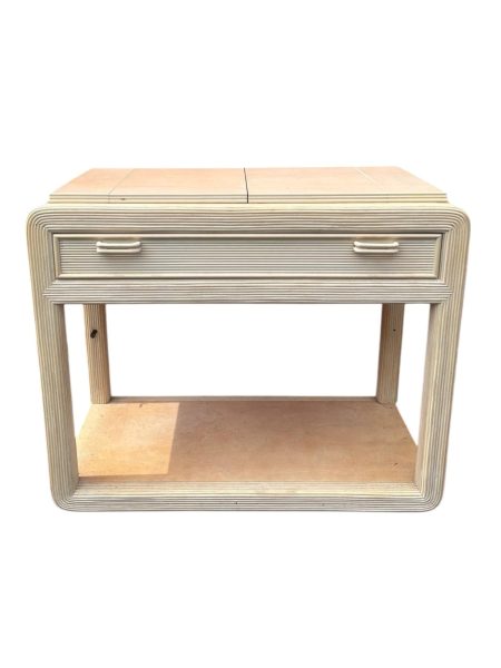 Vintage 1970s Reeded Blonde Wood Console Table