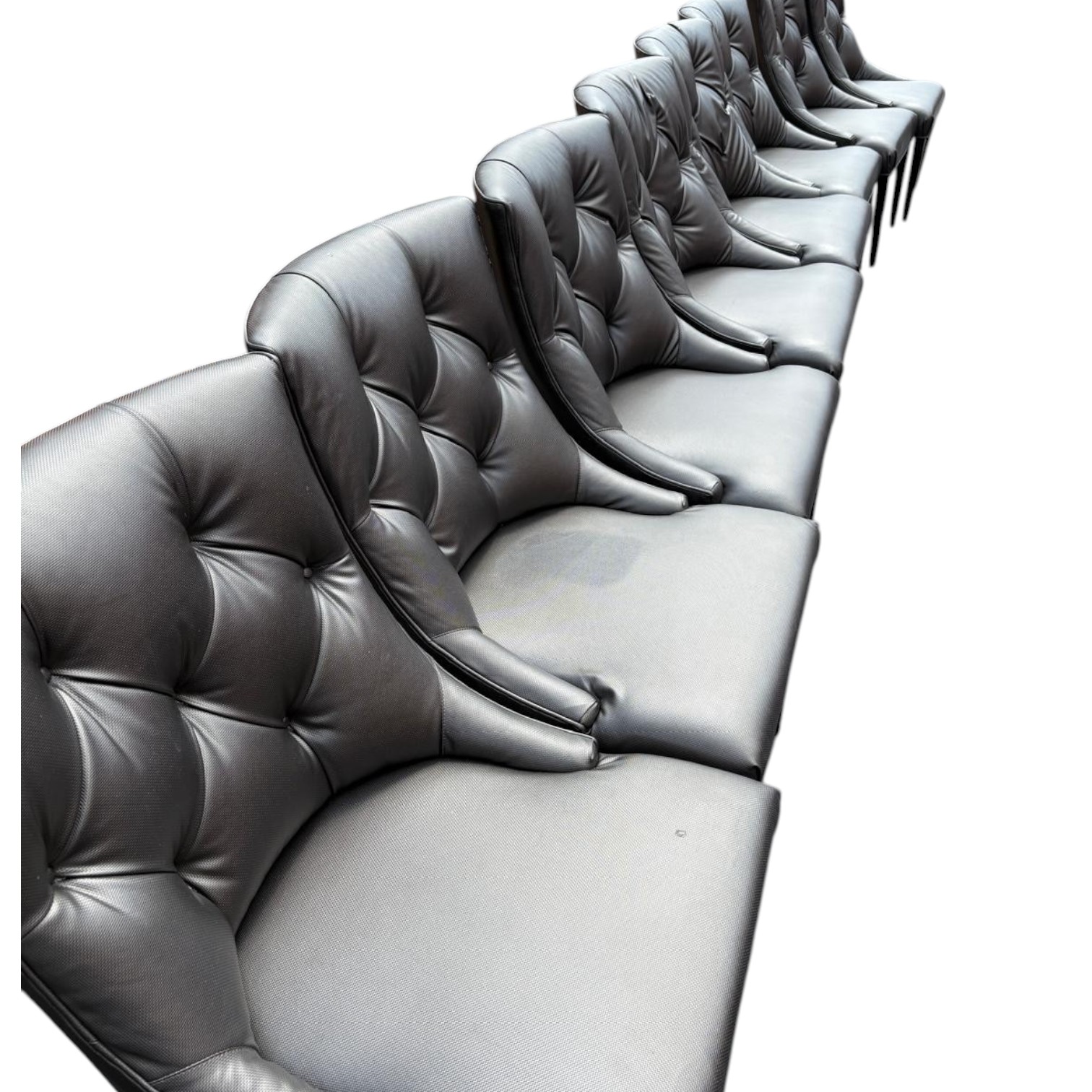 Set of 8 Swaim Grey Leather Dining Chairs - Image 3