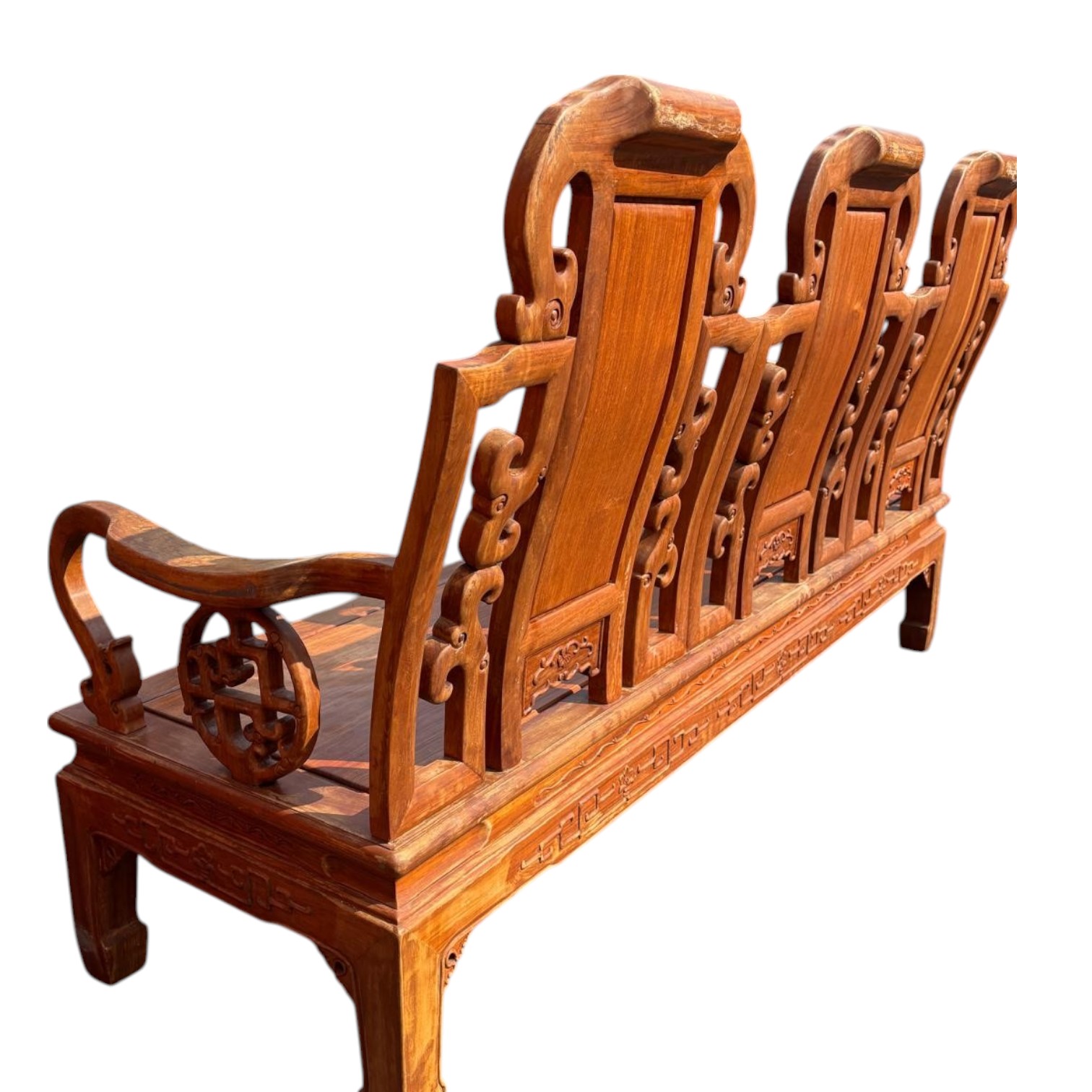 Asian Teak & Rosewood Antique Sofa Bench - Image 4