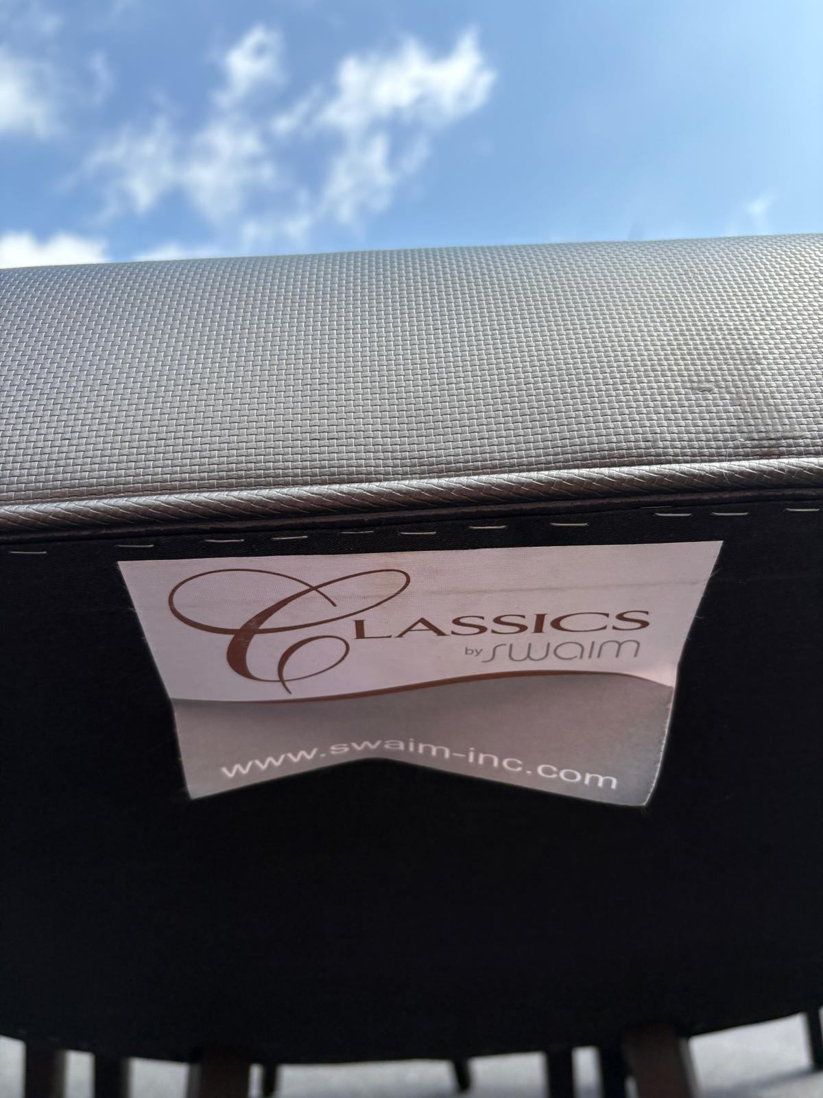 Set of 8 Swaim Grey Leather Dining Chairs - Image 6