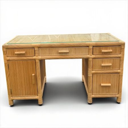 Vintage Reeded Glass Top Desk