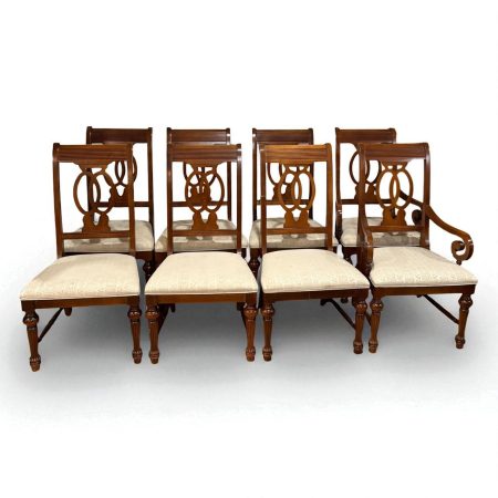 Set of 8 Traditional Dining Chairs with Custom Upholstery