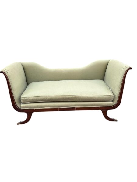 Antique 1940s Empire Style Soft Sage Sofa