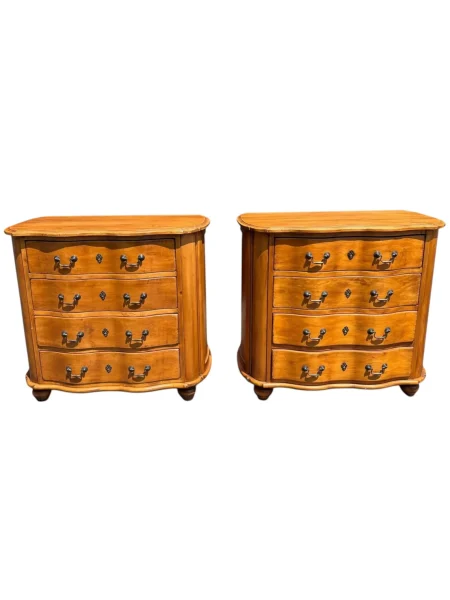 Pair of Solid Wood Four-Drawer Nightstands/Bachelors Chests