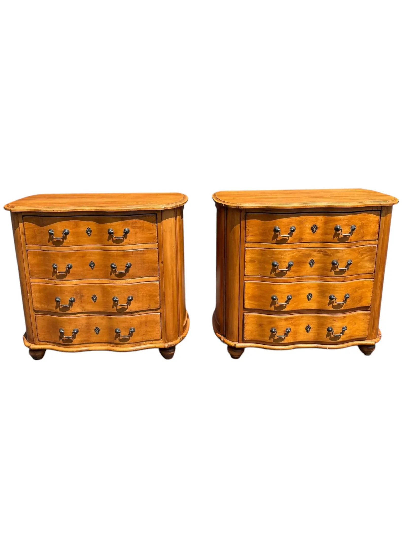 Pair of Solid Wood Four-Drawer Nightstands/Bachelors Chests