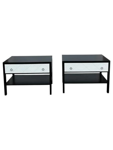 Pair of Modern Black and White Nightstands/End Tables