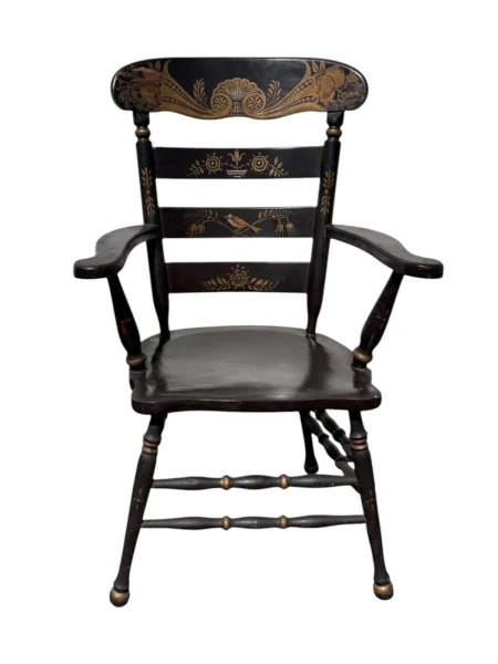 Antique Hand Painted Wooden Armchair