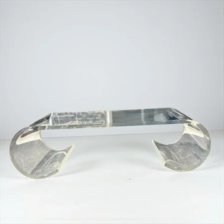 Vintage Lucite Scroll Coffee Table Hollywood Regency Style