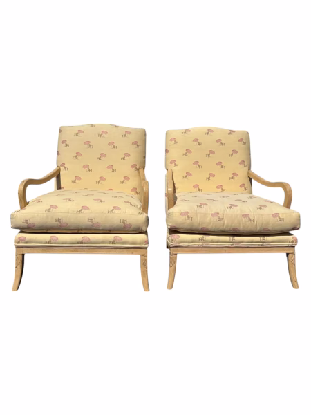 Pair of Vintage Custom Upholstered Century Furniture Lounge Chairs