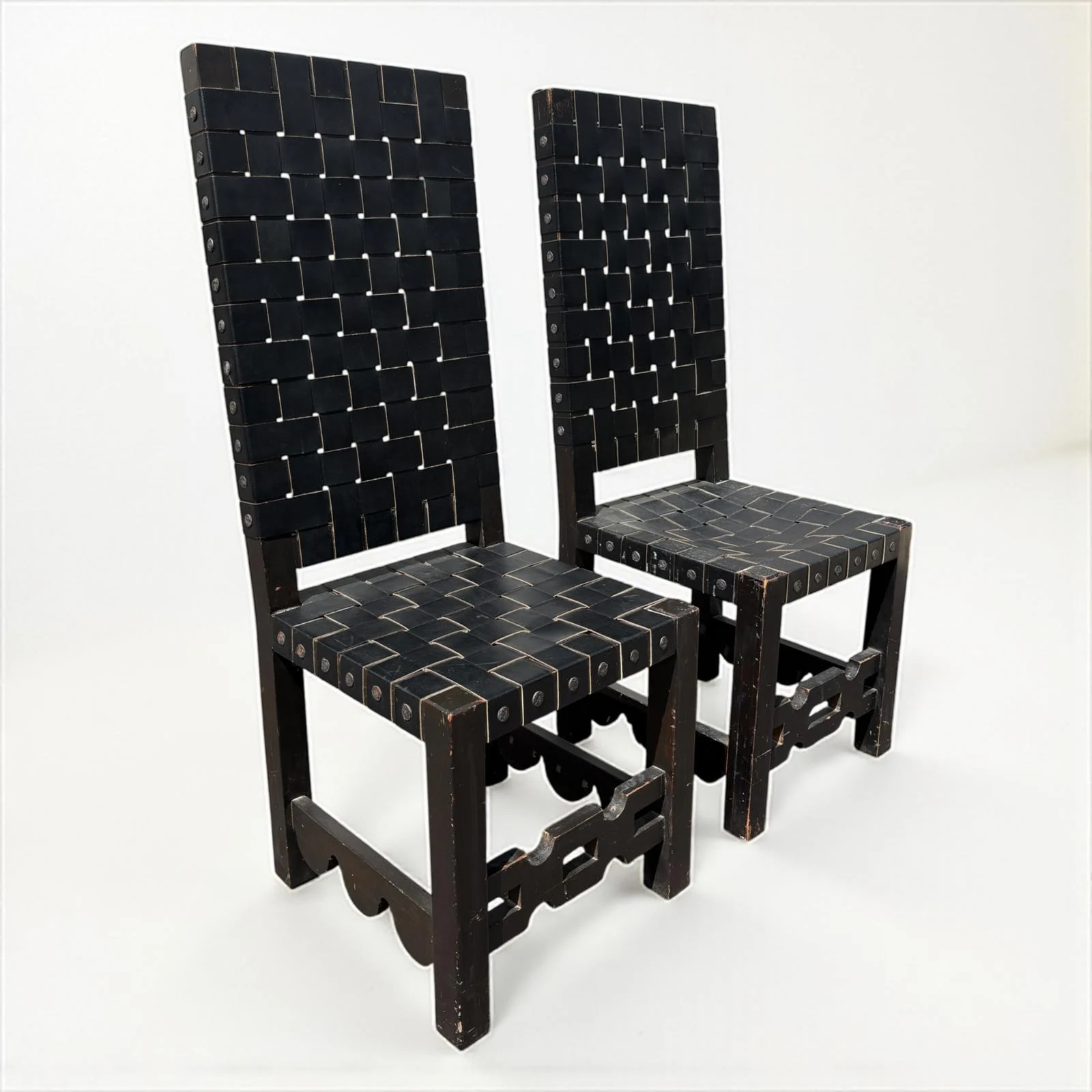 Pair of Late 19th Century Renaissance Revival Black Leather Chairs - Image 2