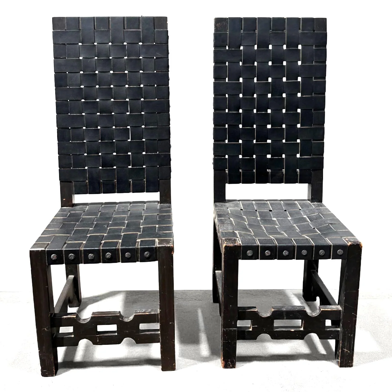 Pair of Late 19th Century Renaissance Revival Black Leather Chairs