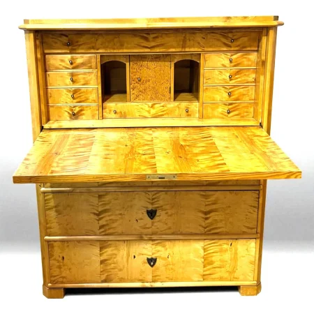 Biedermeier Style Burled Secretary Desk