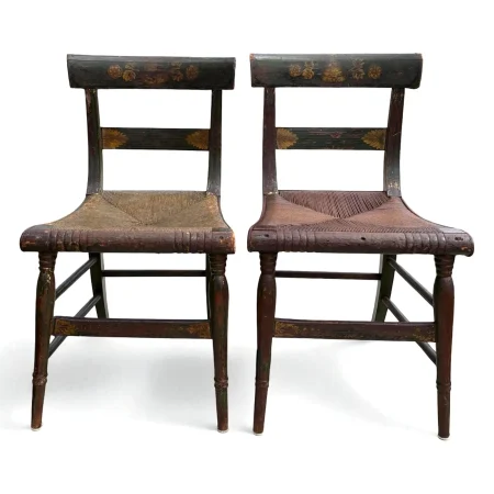 Pair of Antique Hitchcock-Style Rush Bottom Chairs
